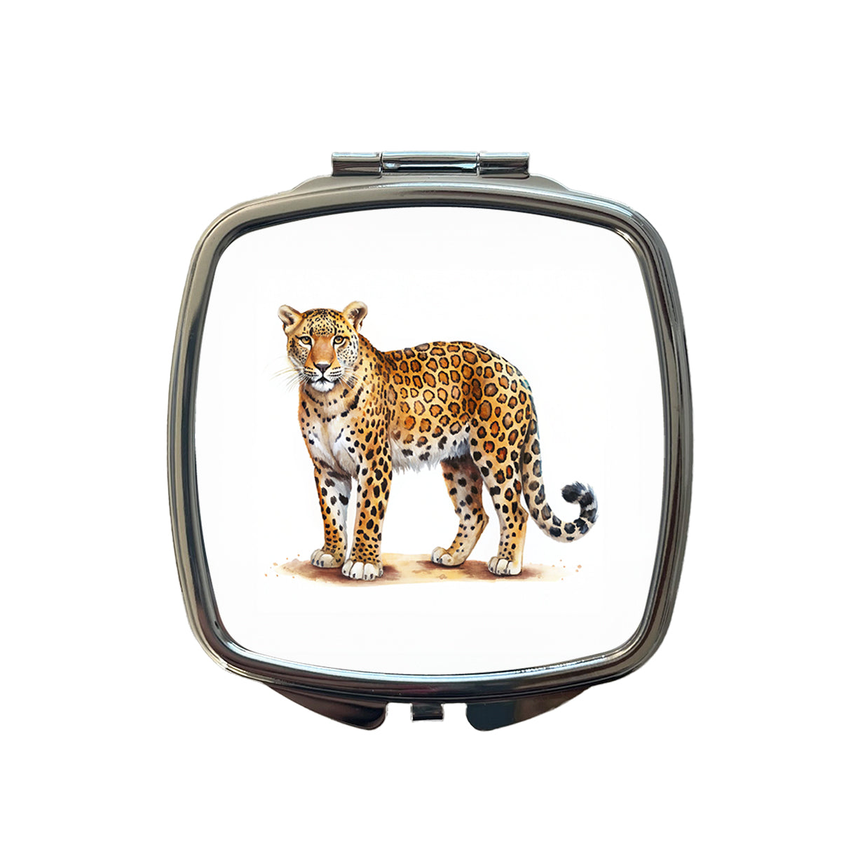 Leopard Print Watercolor Small Travel Purse Handbag Pocket Makeup Compact Mirror