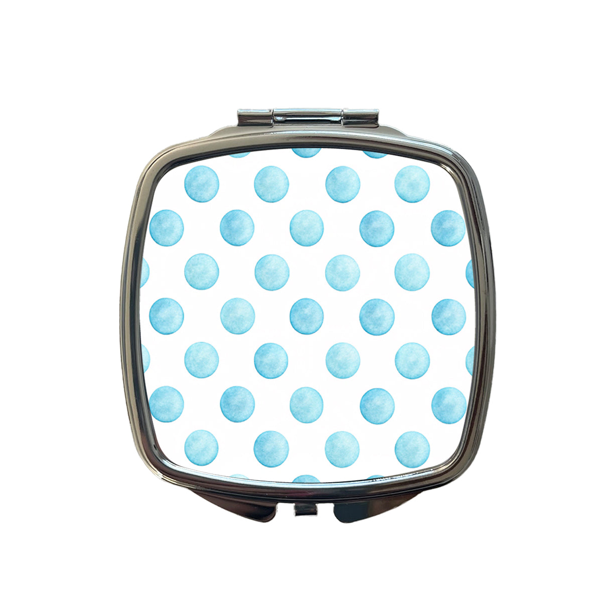 Light Blue Polka Dots White Background Small Travel Purse Handbag Pocket Makeup Compact Mirror
