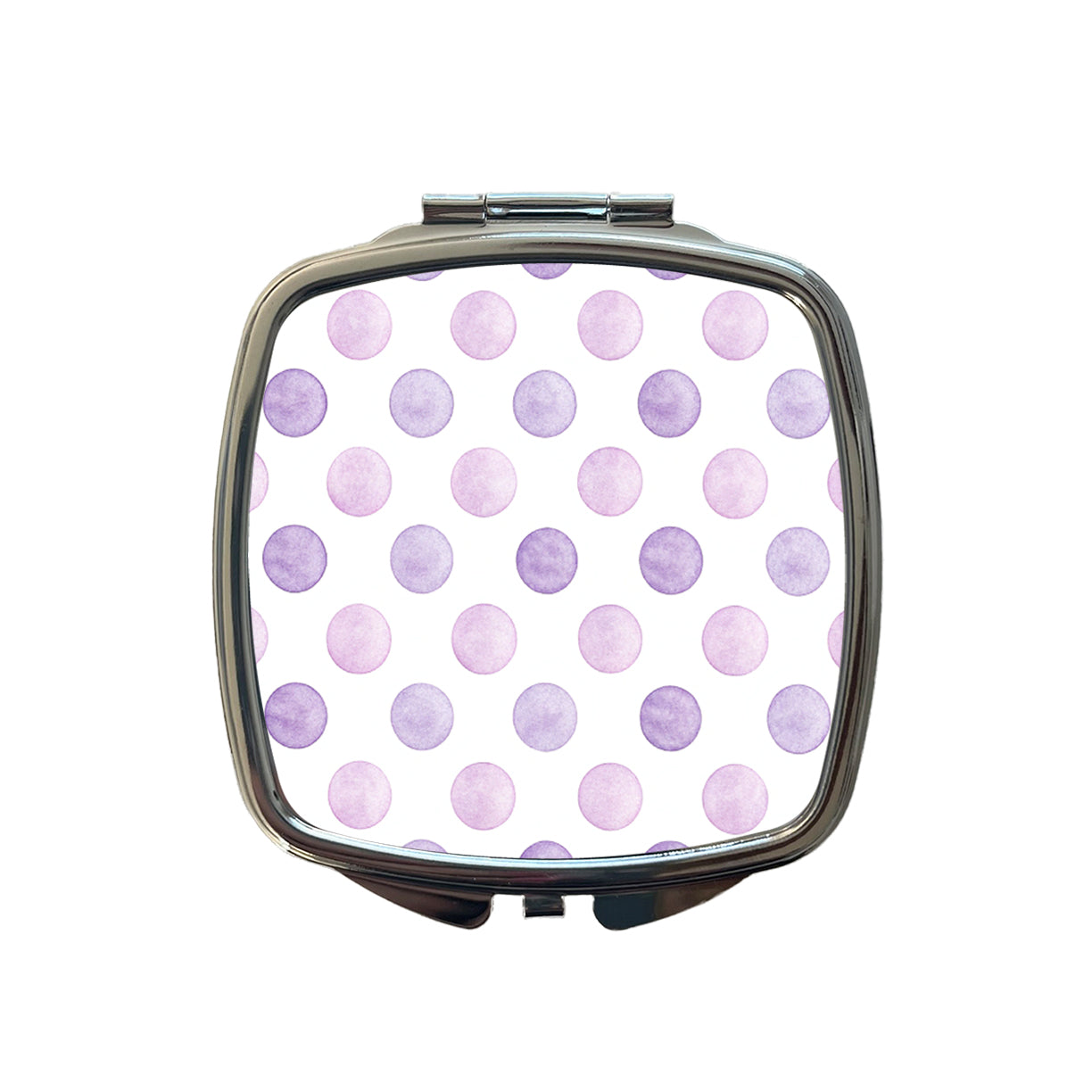 Light Purple Polka Dots White Background Small Travel Purse Handbag Pocket Makeup Compact Mirror