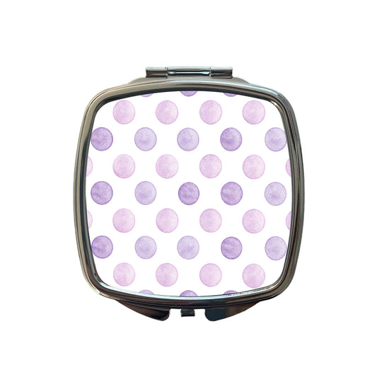 Light Purple Polka Dots White Background Small Travel Purse Handbag Pocket Makeup Compact Mirror