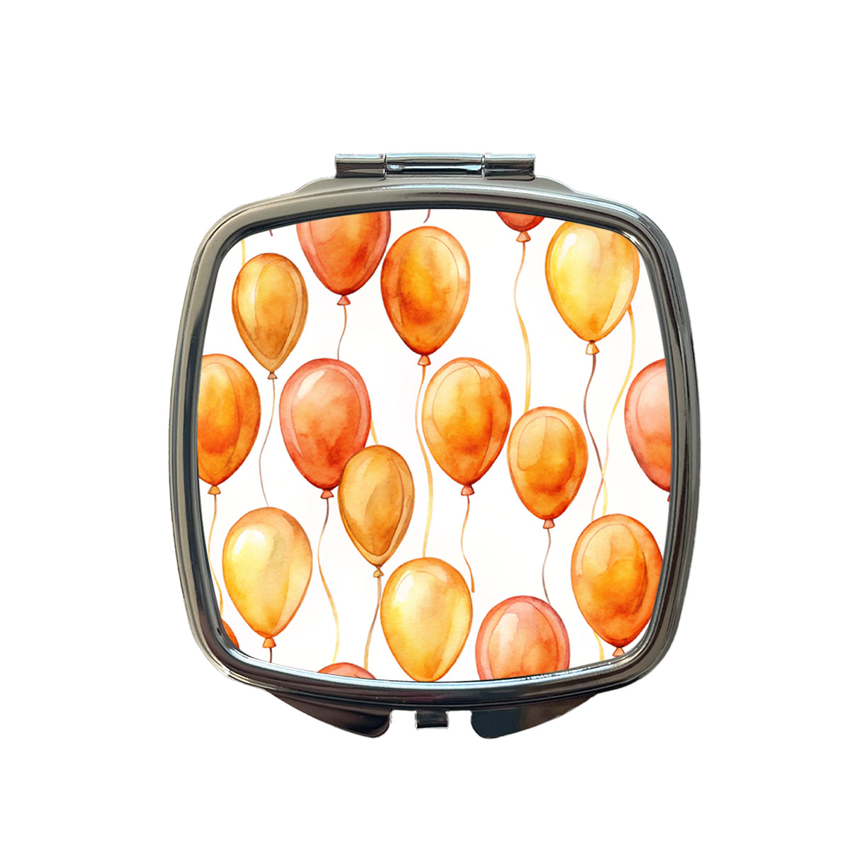 Orange Balloons Watercolor Birthday Small Travel Purse Handbag Pocket Makeup Compact Mirror