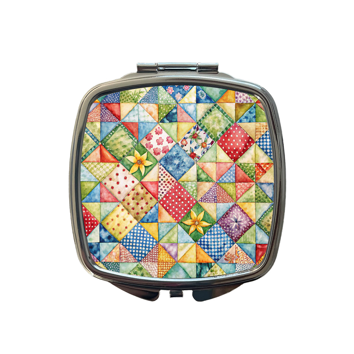 Patchwork Quilt Country Sewing Quilter Small Travel Purse Handbag Pocket Makeup Compact Mirror