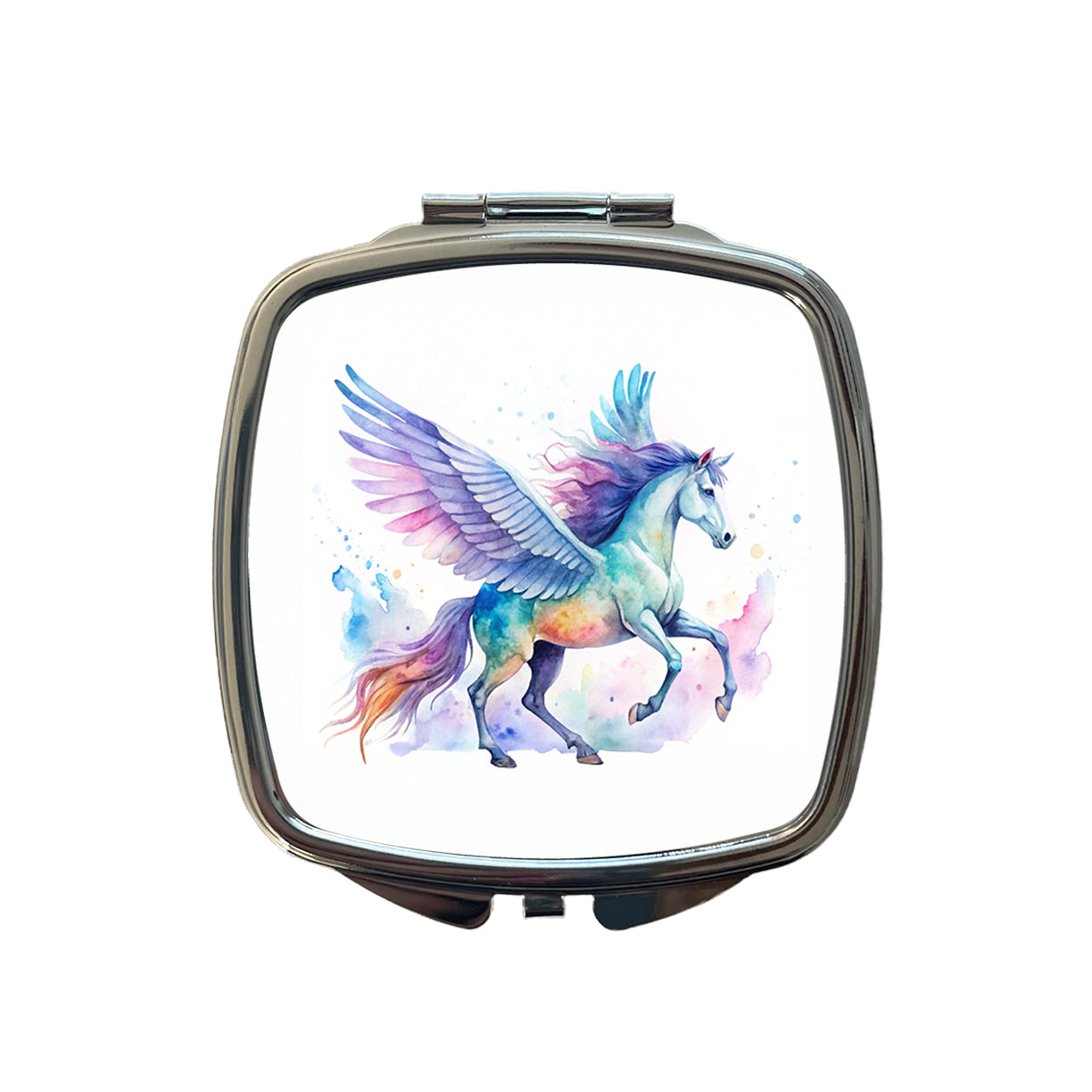 Pegasus Greek Mythology Watercolor Design Small Travel Purse Handbag Pocket Makeup Compact Mirror