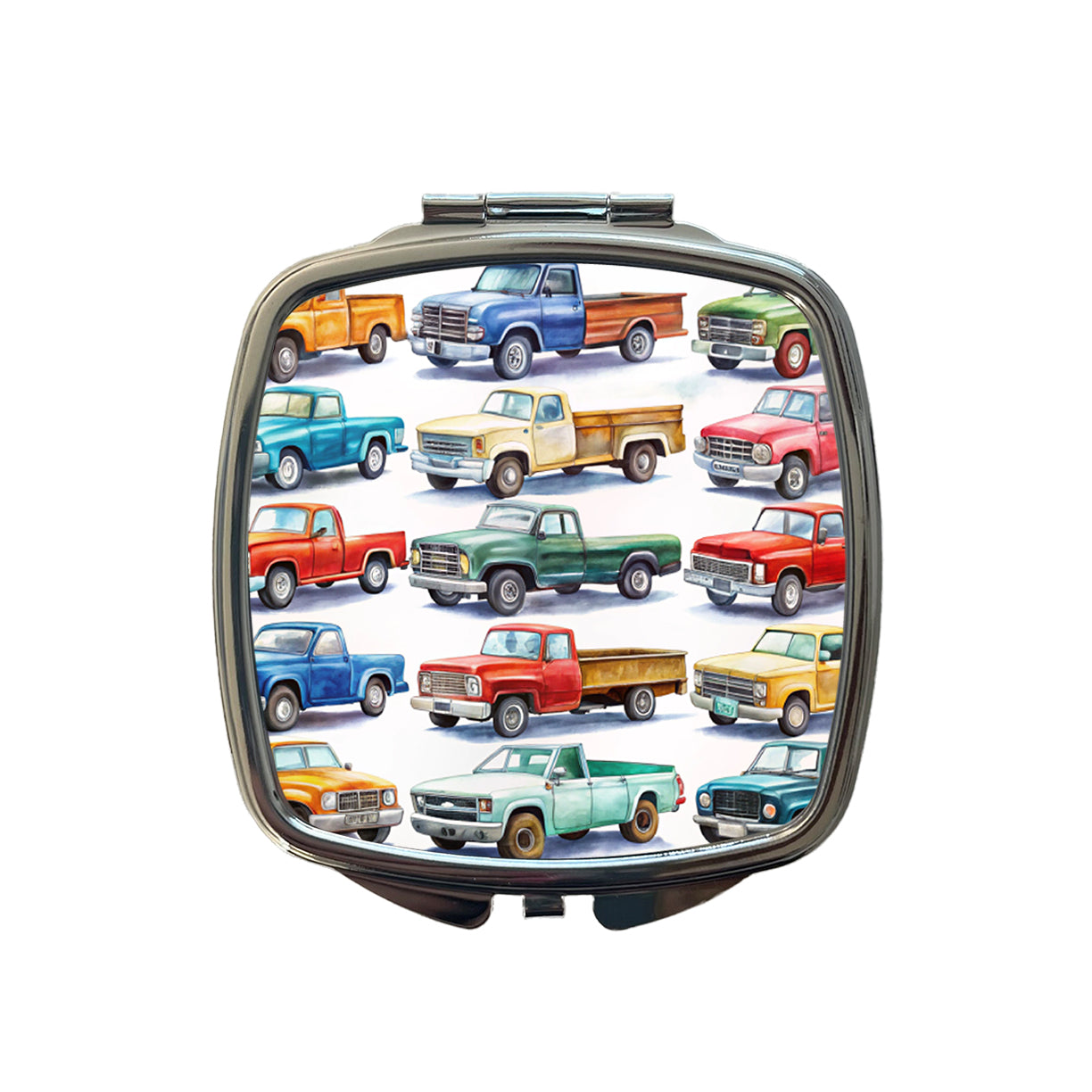 Pickup Trucks Watercolor Small Travel Purse Handbag Pocket Makeup Compact Mirror