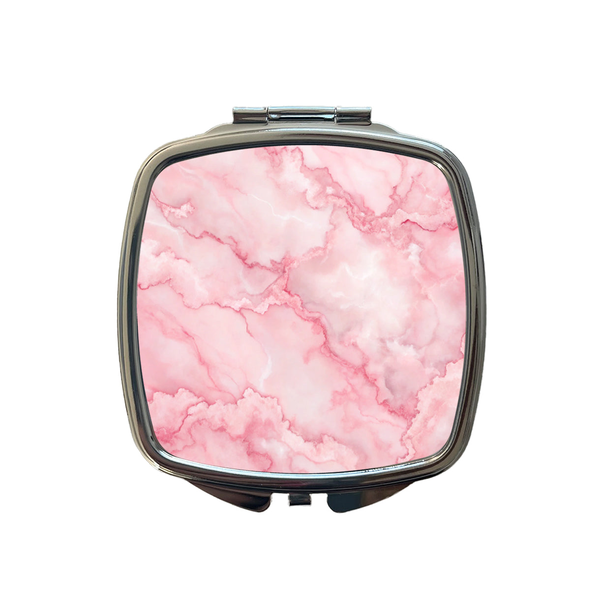 Pink Marble Background Watercolor Small Travel Purse Handbag Pocket Makeup Compact Mirror