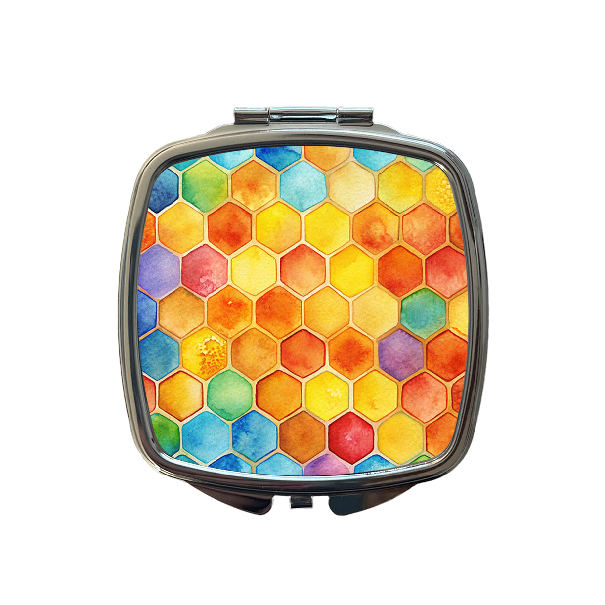 Rainbow Honeycomb Background Watercolor Small Travel Purse Handbag Pocket Makeup Compact Mirror
