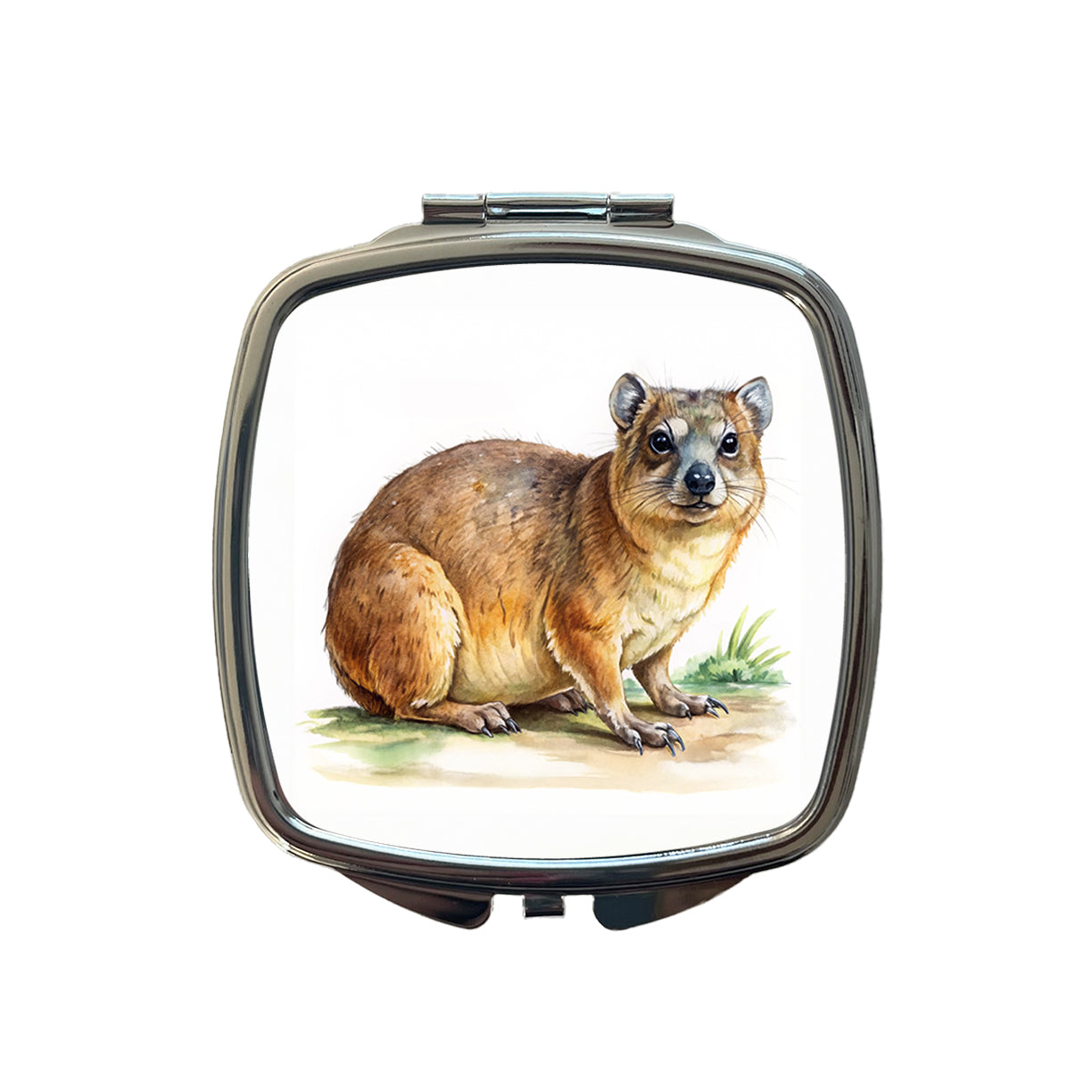 Rock Hyrax Dassie Watercolor Small Travel Purse Handbag Pocket Makeup Compact Mirror