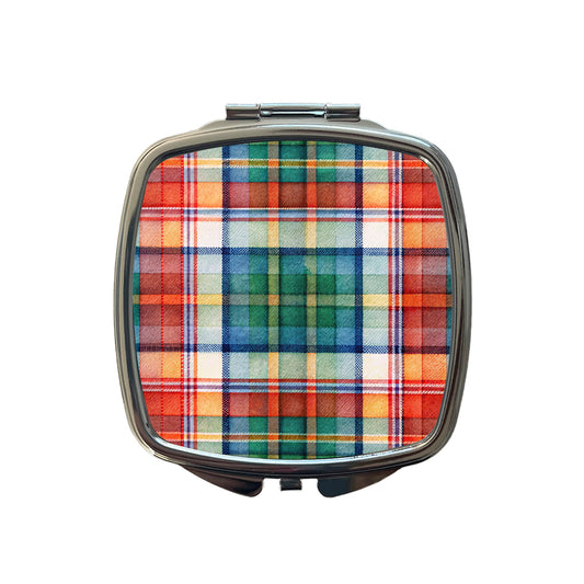 Tartan Plaid Watercolor Small Travel Purse Handbag Pocket Makeup Compact Mirror