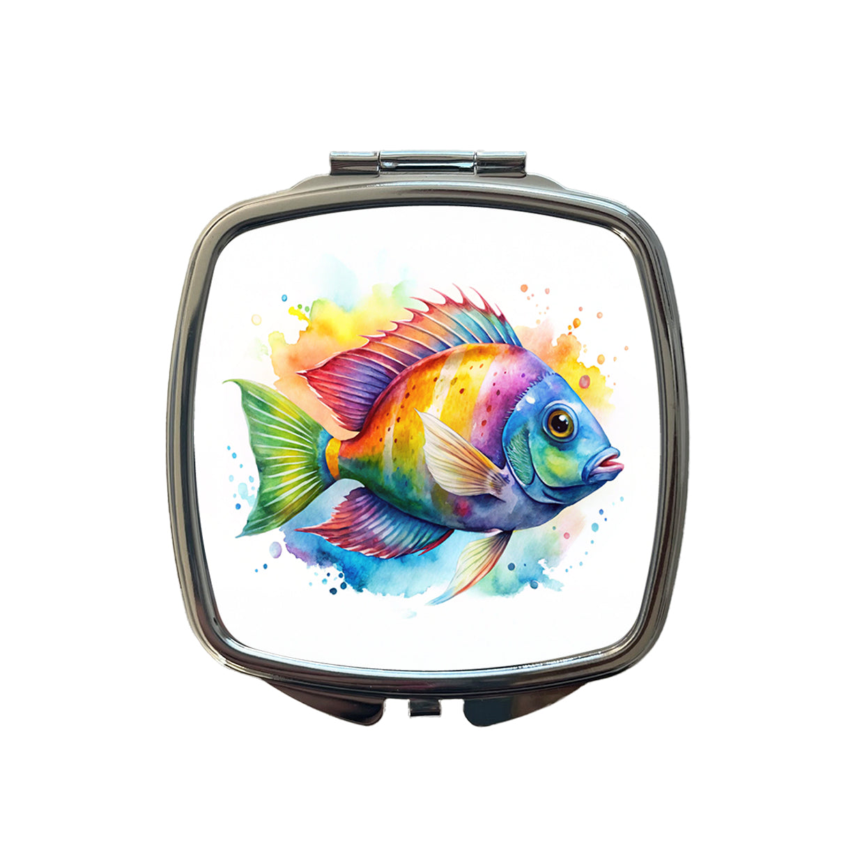 Tropical Fish Watercolor Design Small Travel Purse Handbag Pocket Makeup Compact Mirror
