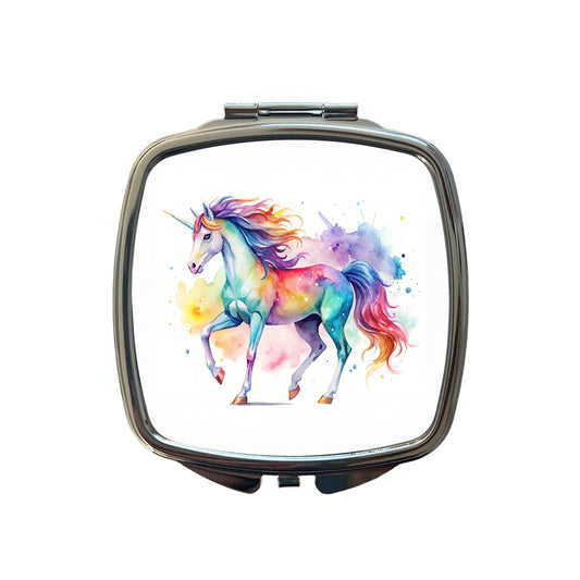 Unicorn Beautiful Watercolor Design Small Travel Purse Handbag Pocket Makeup Compact Mirror