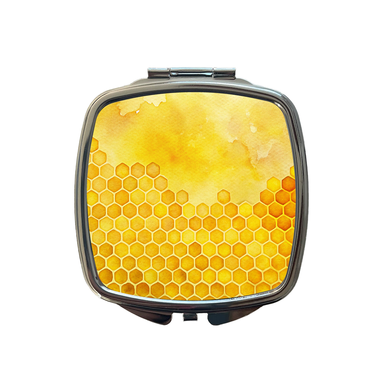Yellow Honeycomb Background Watercolor Small Travel Purse Handbag Pocket Makeup Compact Mirror