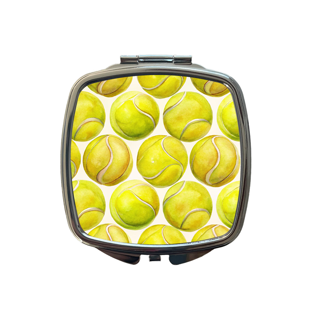 Yellow Tennis Balls Watercolor Small Travel Purse Handbag Pocket Makeup Compact Mirror