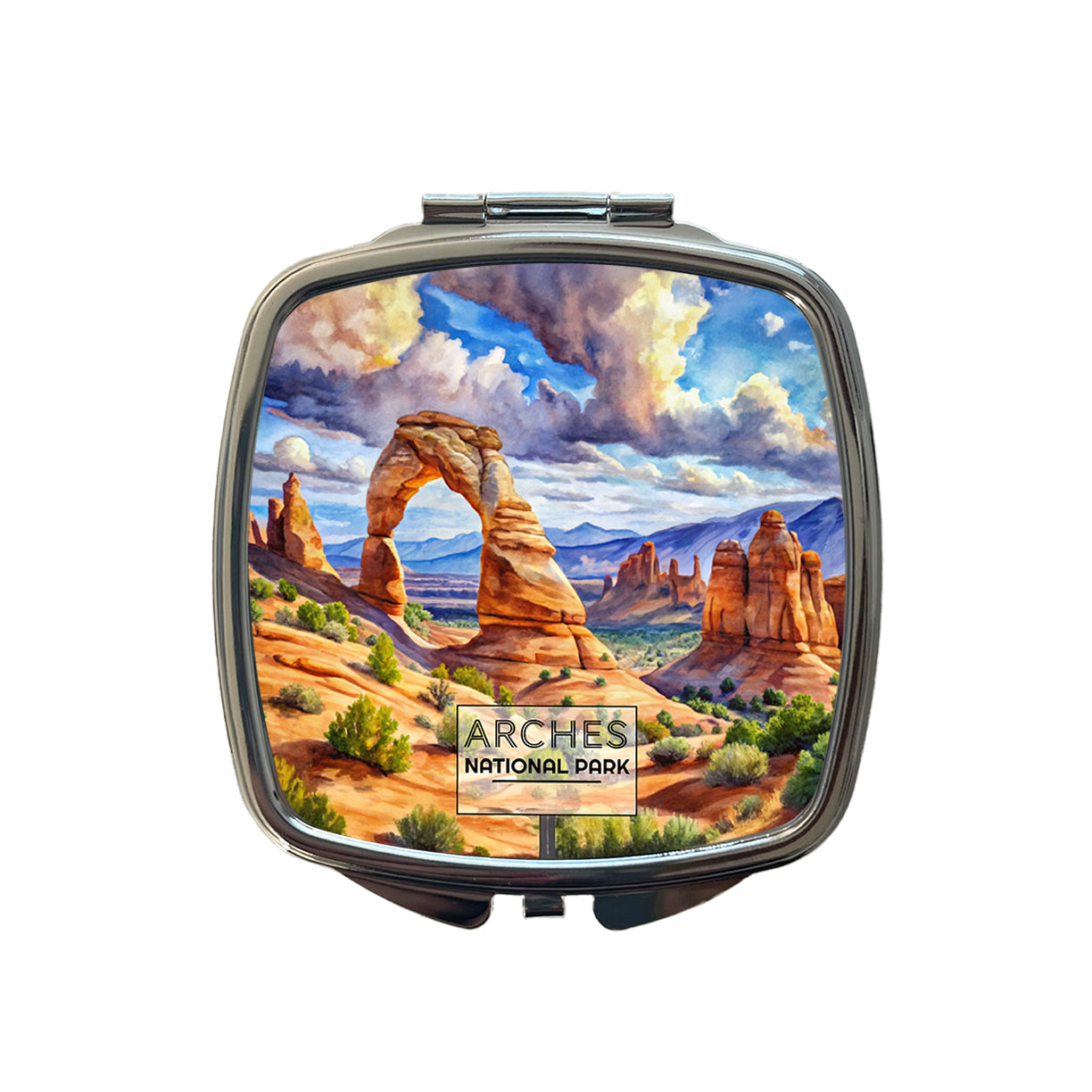Arches National Park Utah Watercolor Small Travel Purse Handbag Pocket Makeup Compact Mirror