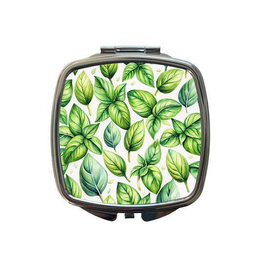 Basil Herbs Watercolor Small Travel Purse Handbag Pocket Makeup Compact Mirror