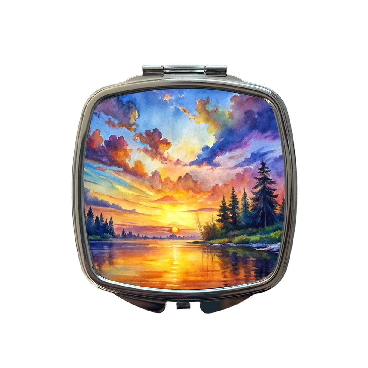 Beautiful Sunrise Watercolor Small Travel Purse Handbag Pocket Makeup Compact Mirror