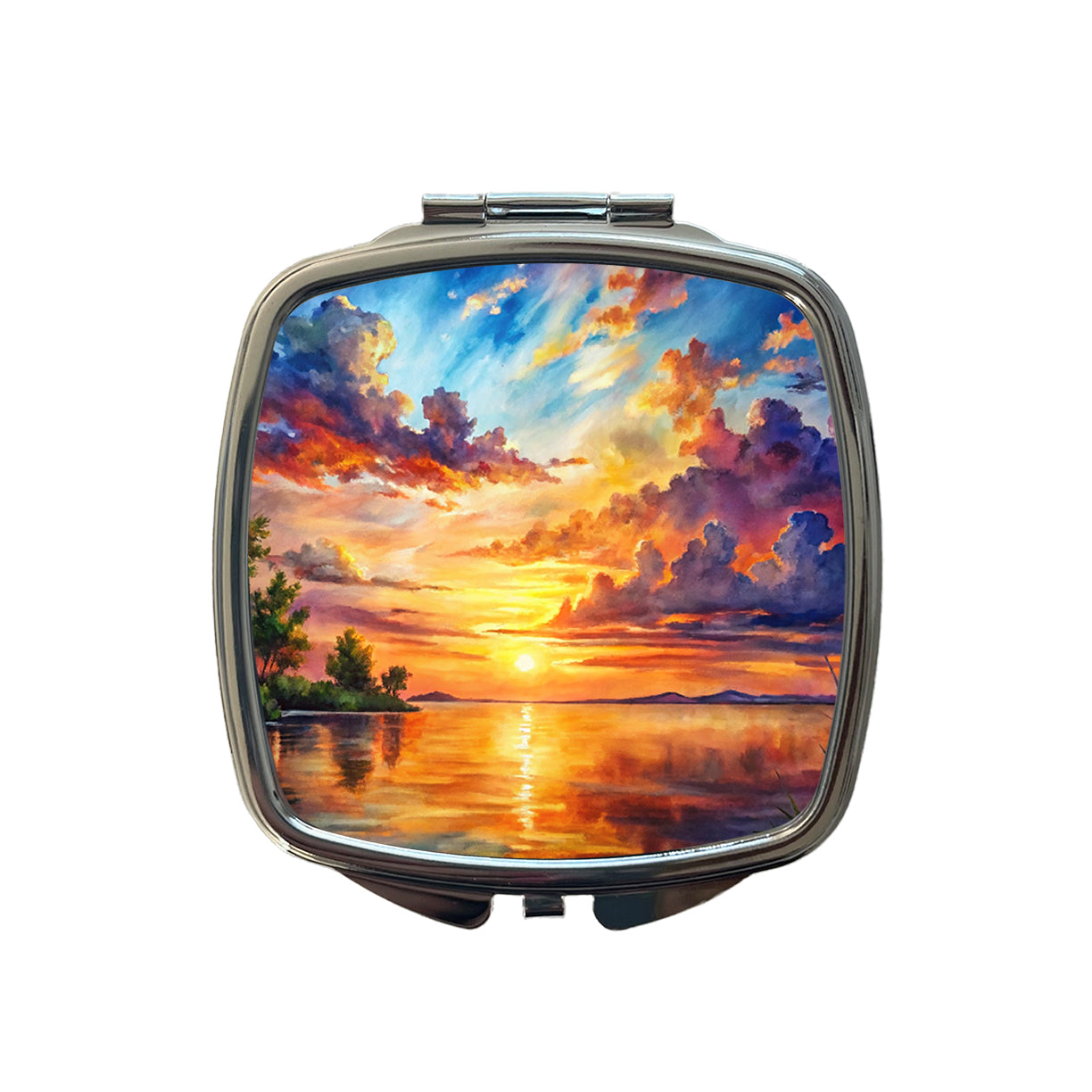 Beautiful Sunset Watercolor Small Travel Purse Handbag Pocket Makeup Compact Mirror