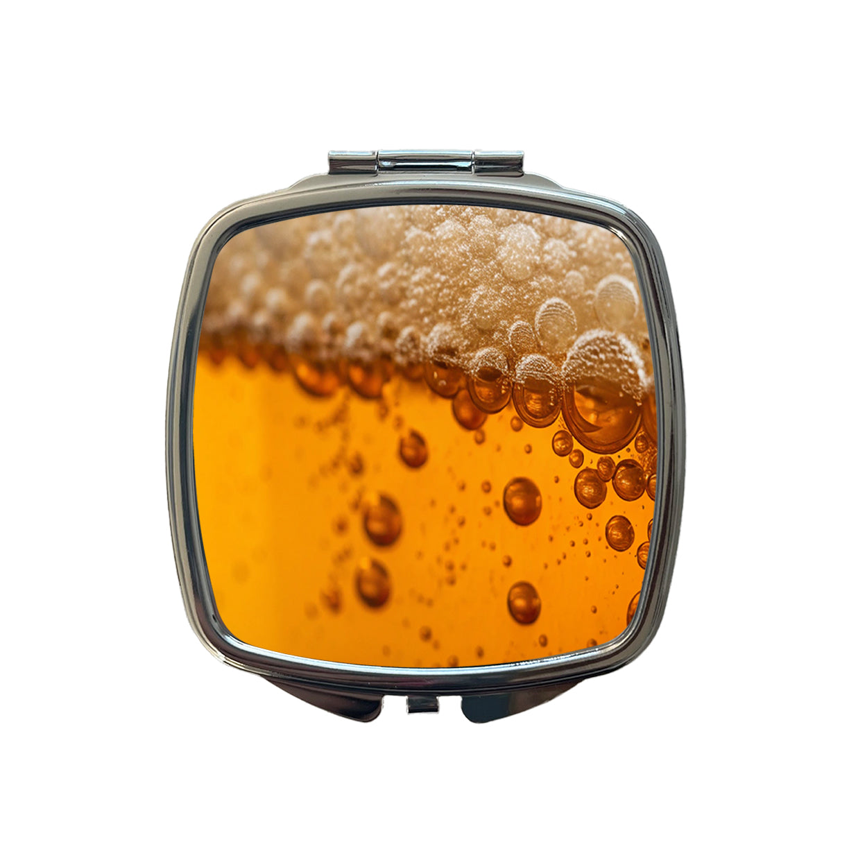 Beer Lager Closeup Foam On Top Funny Small Travel Purse Handbag Pocket Makeup Compact Mirror