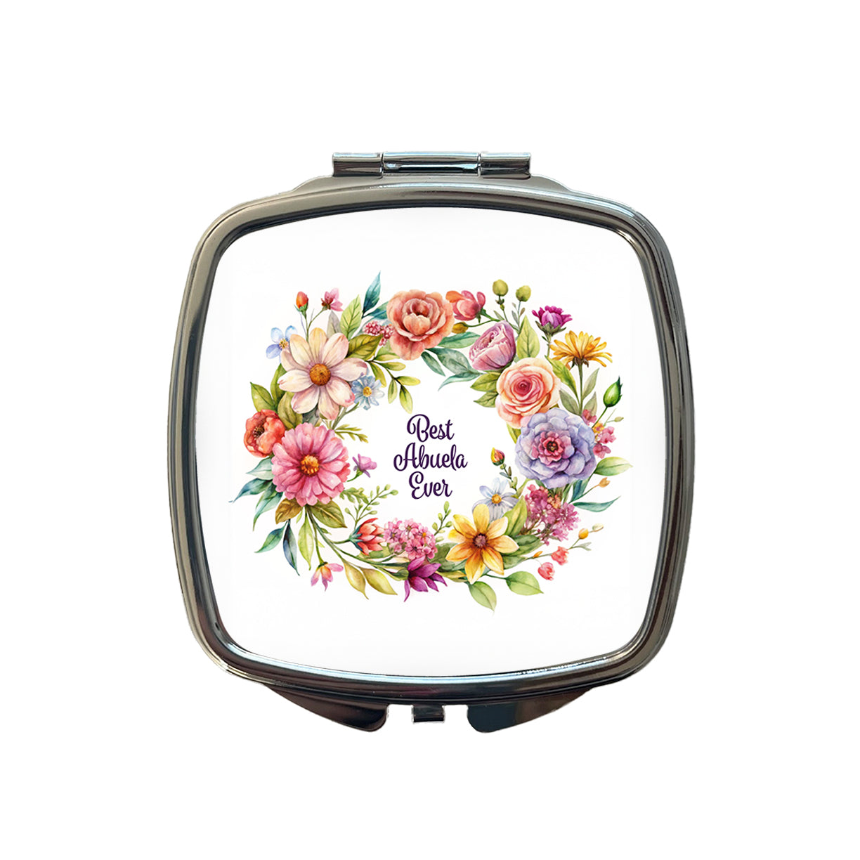 Best Abuela Spanish Grandma Ever Flowers Small Travel Purse Handbag Pocket Makeup Compact Mirror
