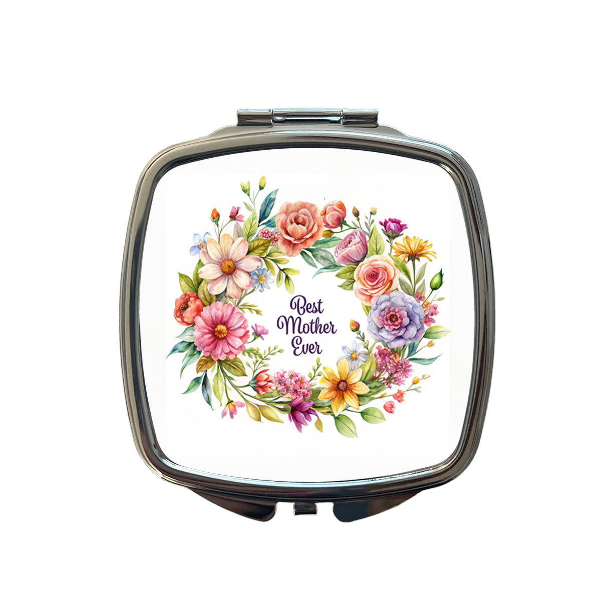 Best Mother Mom Ever Flowers Small Travel Purse Handbag Pocket Makeup Compact Mirror