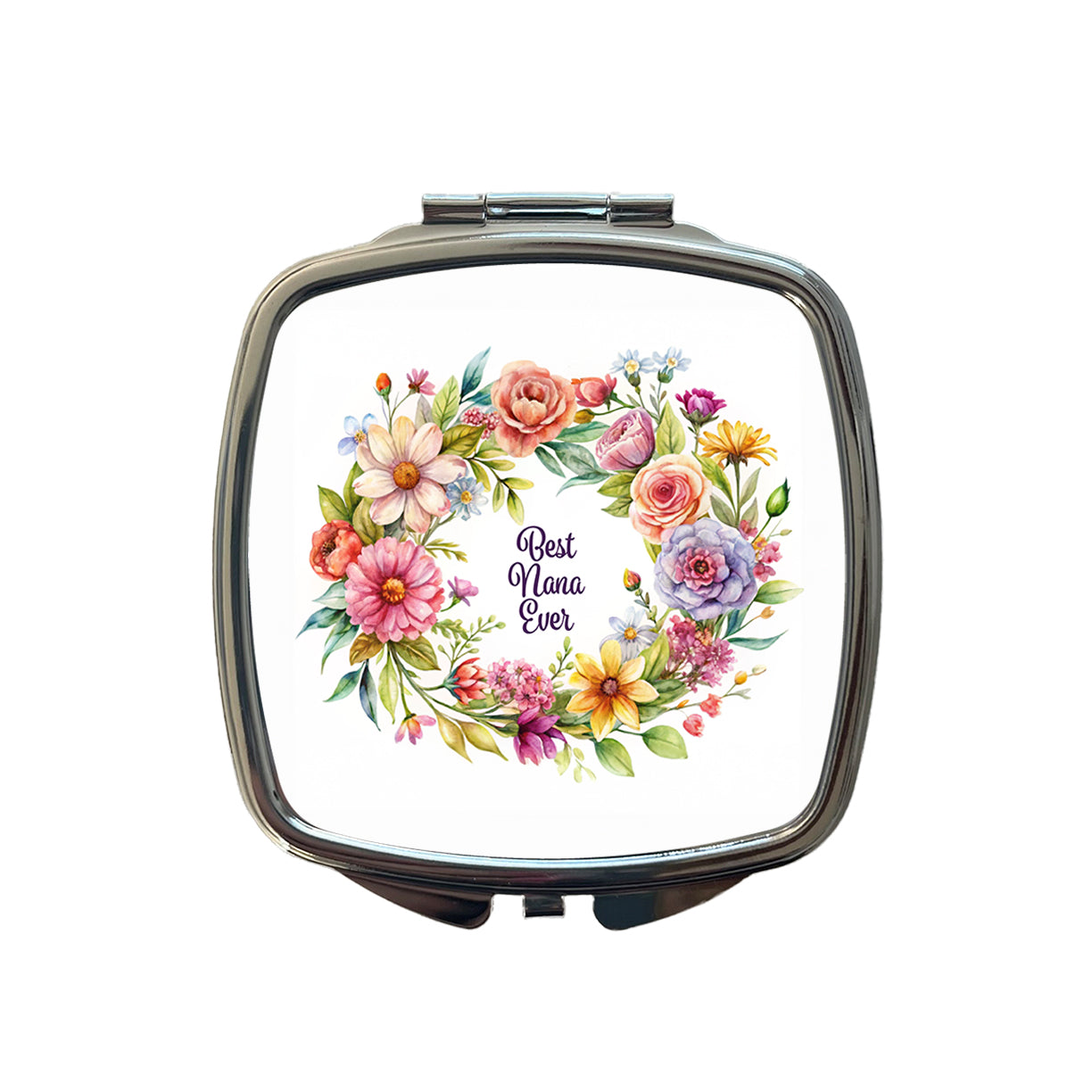 Best Nana Grandma Ever Flowers Small Travel Purse Handbag Pocket Makeup Compact Mirror