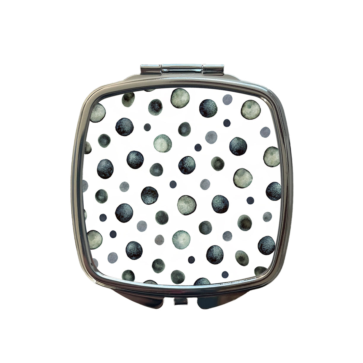 Black Polka Dots Fun White Background Small Travel Purse Handbag Pocket Makeup Compact Mirror
