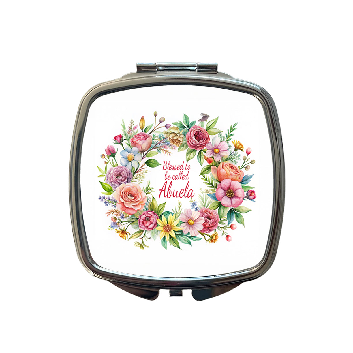 Blessed To Be Called Abuela Spanish Grandma Flowers Floral Small Travel Purse Handbag Pocket Makeup Compact Mirror