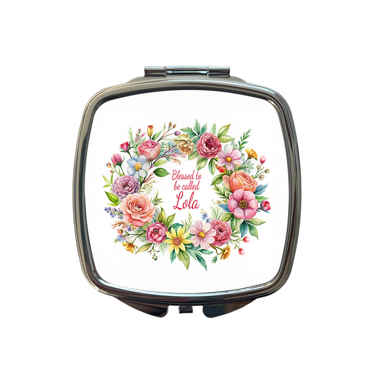 Blessed To Be Called Lola Philippines Grandma Flowers Floral Small Travel Purse Handbag Pocket Makeup Compact Mirror
