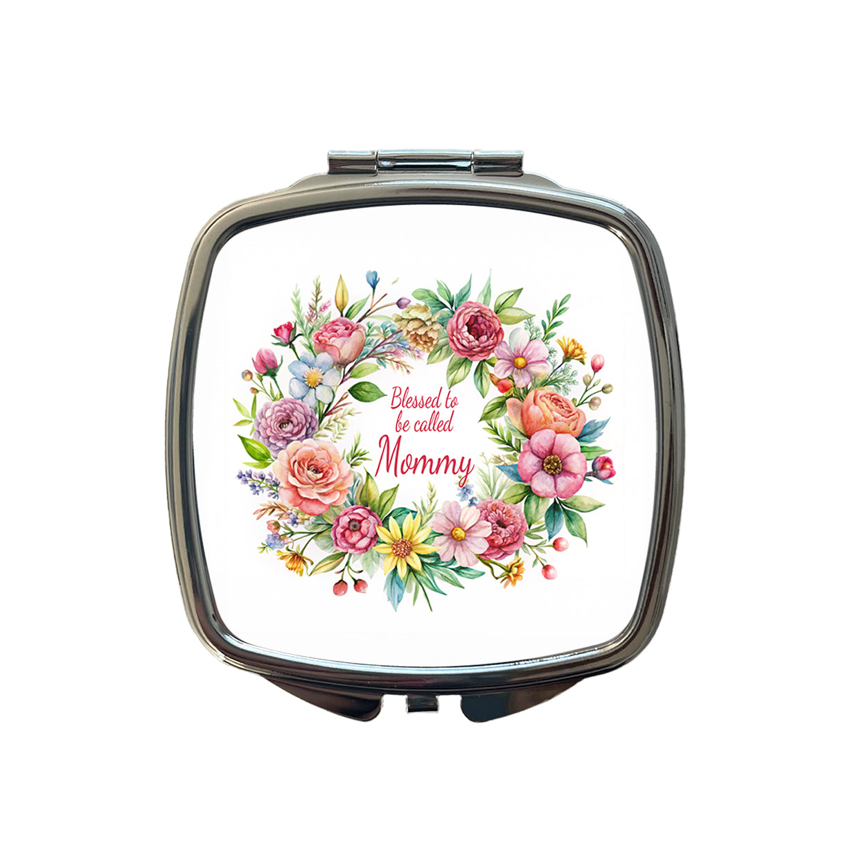 Blessed To Be Called Mommy Flowers Floral Small Travel Purse Handbag Pocket Makeup Compact Mirror