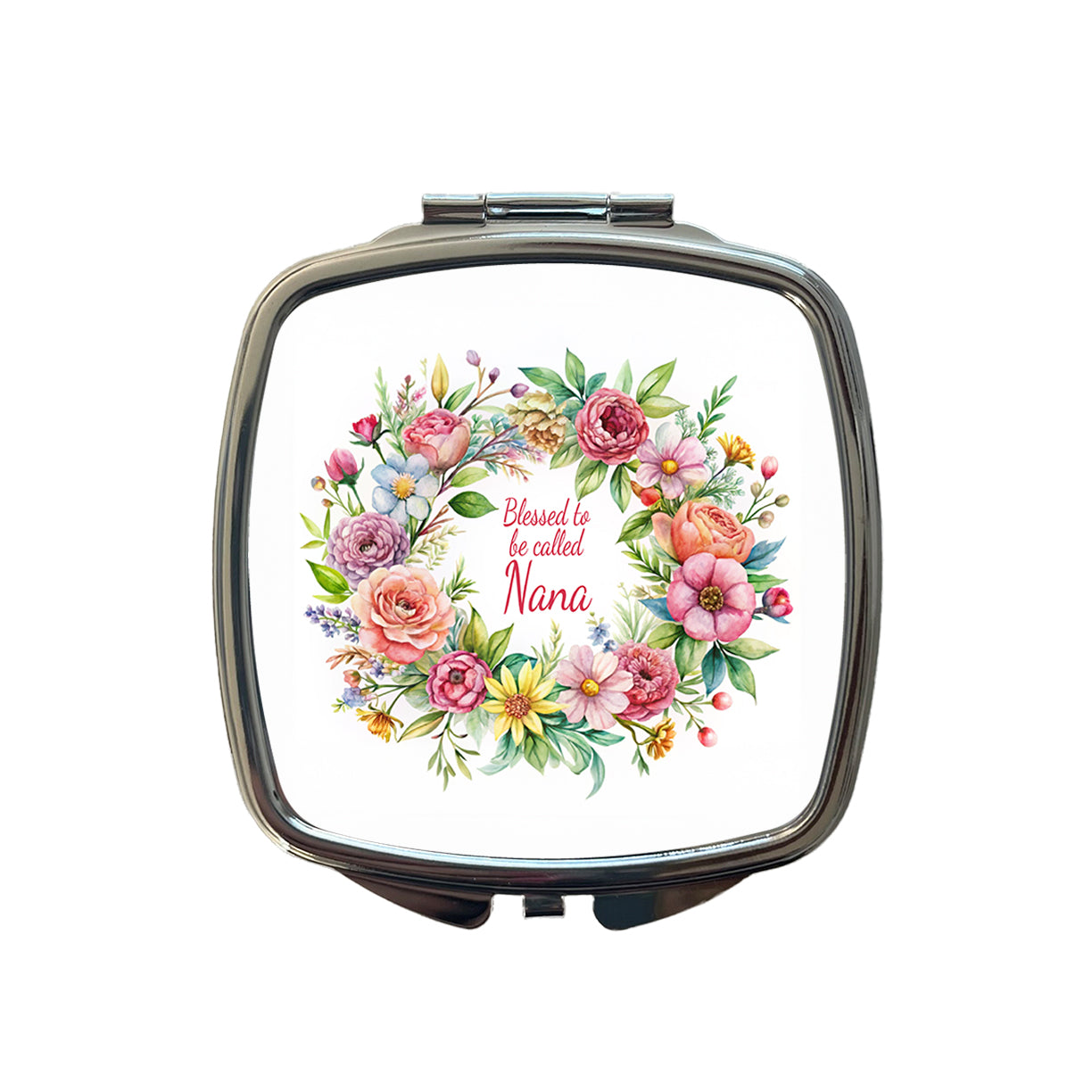 Blessed To Be Called Nana Flowers Floral Small Travel Purse Handbag Pocket Makeup Compact Mirror