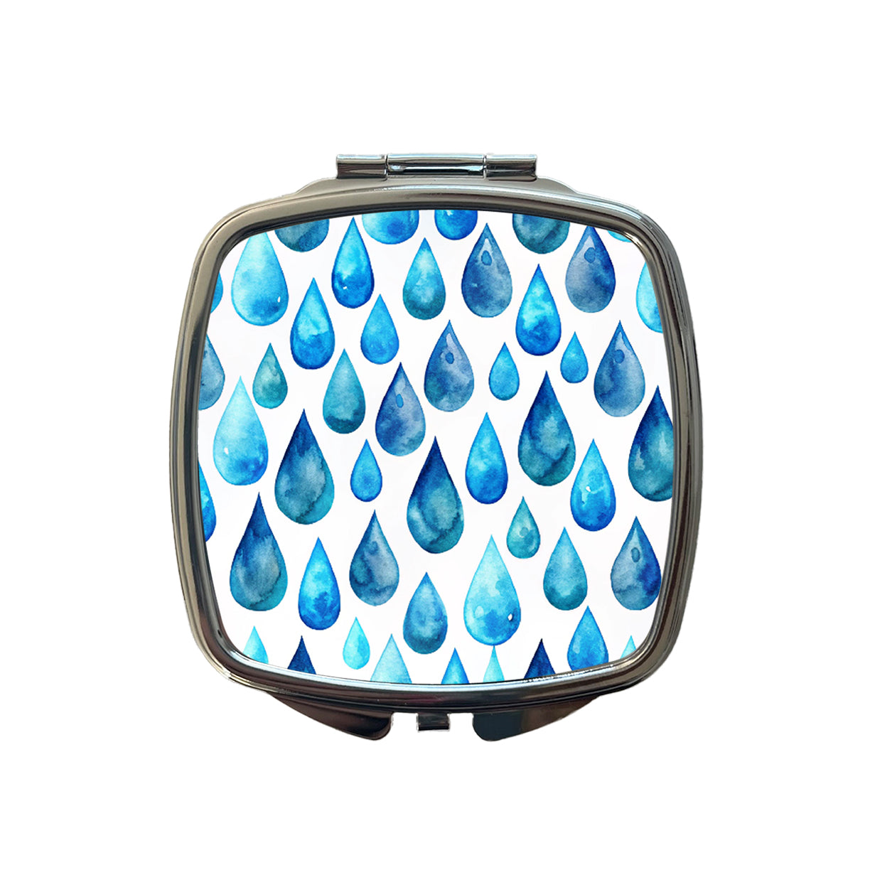Blue Water Droplets Repeating Small Travel Purse Handbag Pocket Makeup Compact Mirror