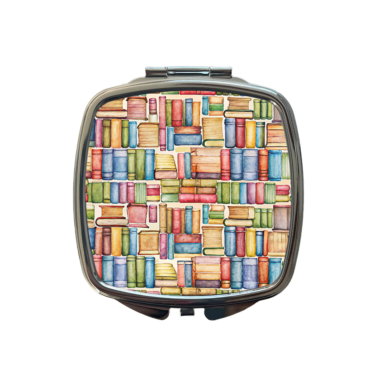 Books Library Reader Reading Small Travel Purse Handbag Pocket Makeup Compact Mirror