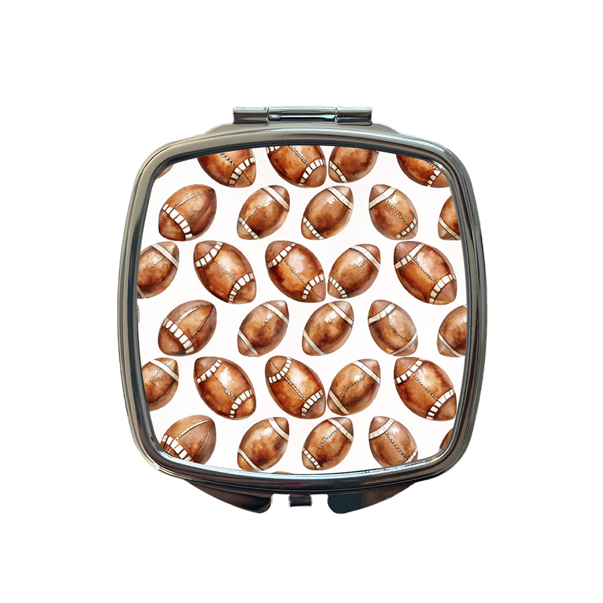 Bunch Of Brown Footballs Small Travel Purse Handbag Pocket Makeup Compact Mirror
