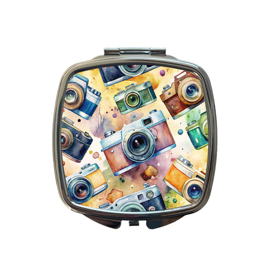 Cameras Retro 35mm Scattered Photographer Photography Watercolor Small Travel Purse Handbag Pocket Makeup Compact Mirror