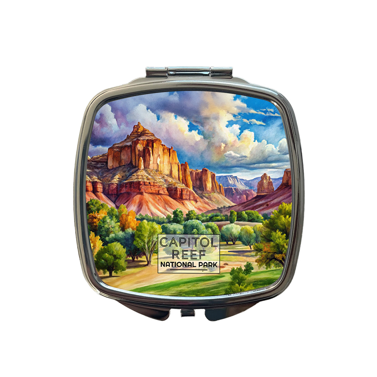 Capitol Reef National Park Utah Watercolor Small Travel Purse Handbag Pocket Makeup Compact Mirror