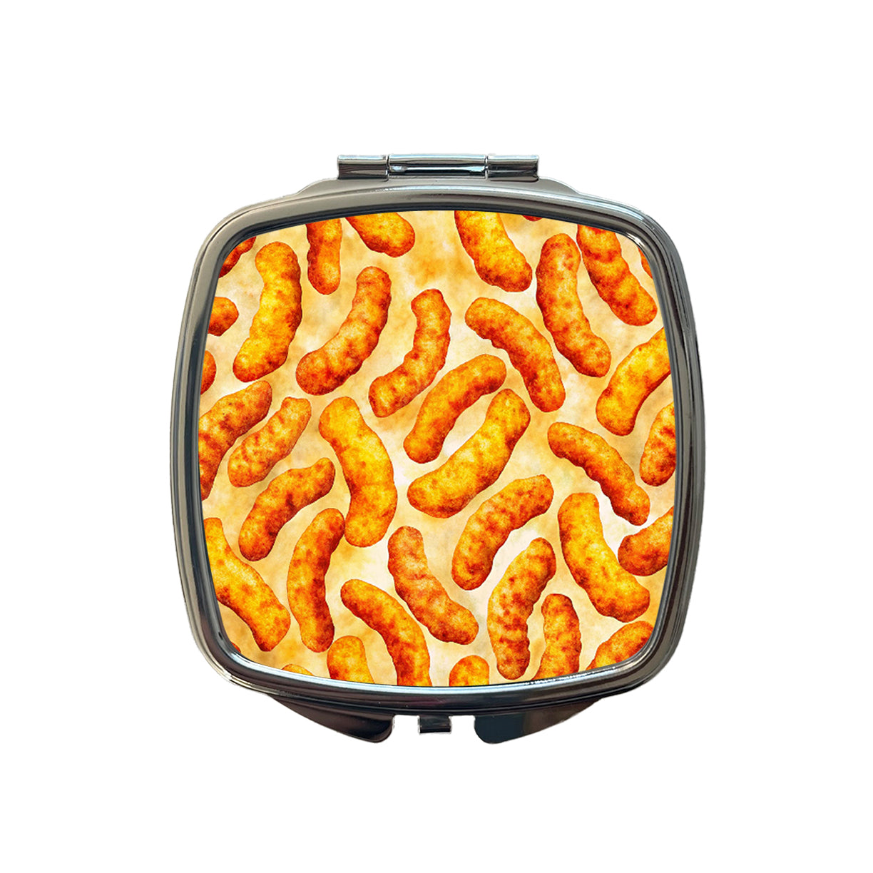Cheese Curls Puffs Snacks Small Travel Purse Handbag Pocket Makeup Compact Mirror