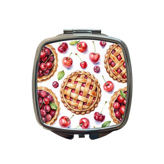 Cherry Pies Bursting Small Travel Purse Handbag Pocket Makeup Compact Mirror