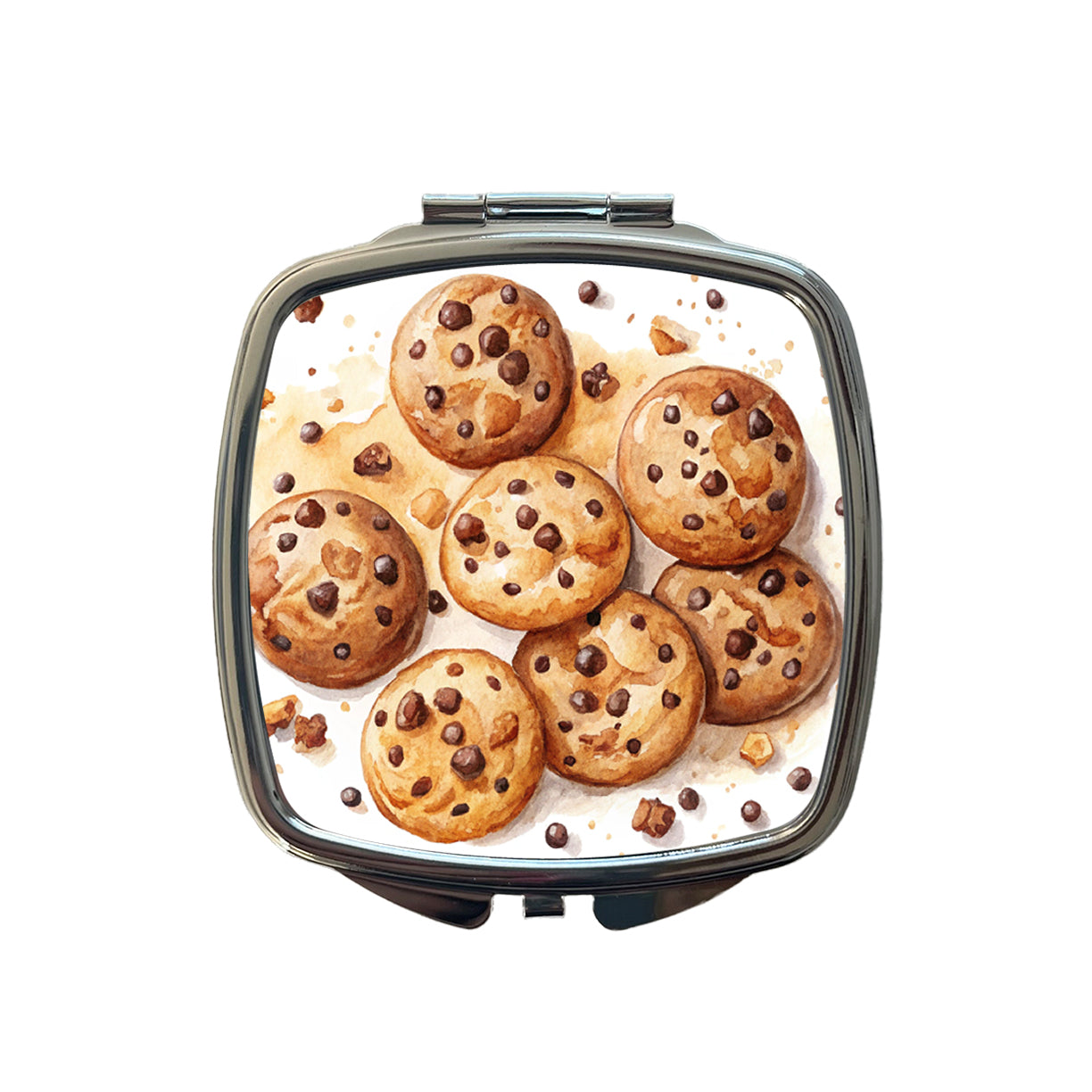 Chocolate Chip Cookies Watercolor Small Travel Purse Handbag Pocket Makeup Compact Mirror