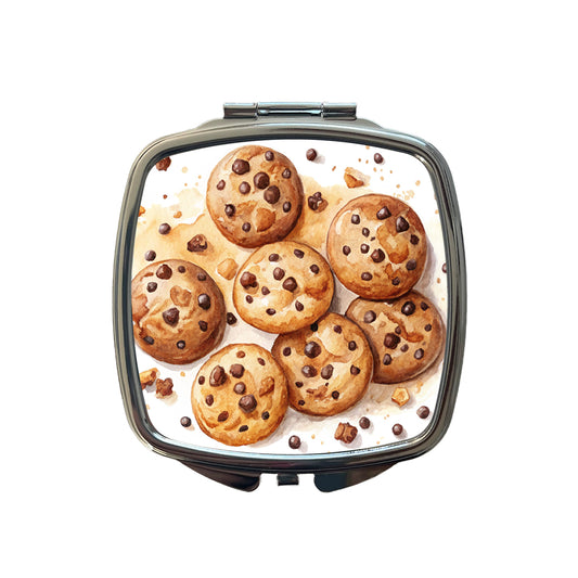 Chocolate Chip Cookies Watercolor Small Travel Purse Handbag Pocket Makeup Compact Mirror