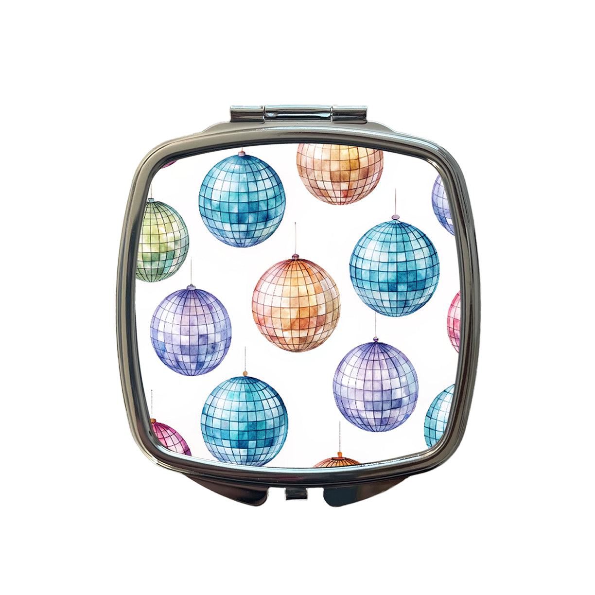 Colorful Disco Balls Small Travel Purse Handbag Pocket Makeup Compact Mirror