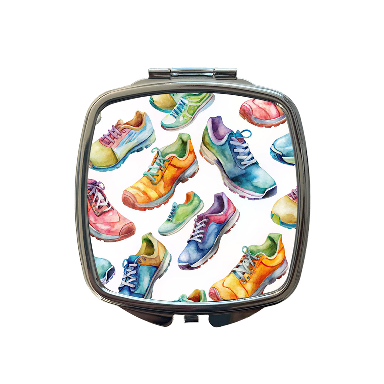 Colorful Running Shoes Runners Small Travel Purse Handbag Pocket Makeup Compact Mirror