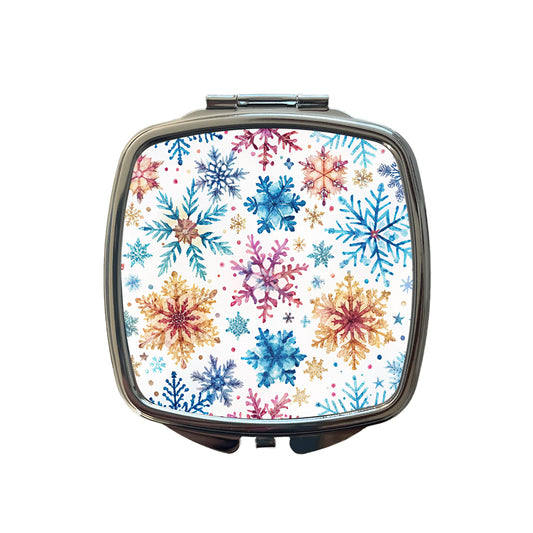 Colorful Snowflakes Winter Small Travel Purse Handbag Pocket Makeup Compact Mirror