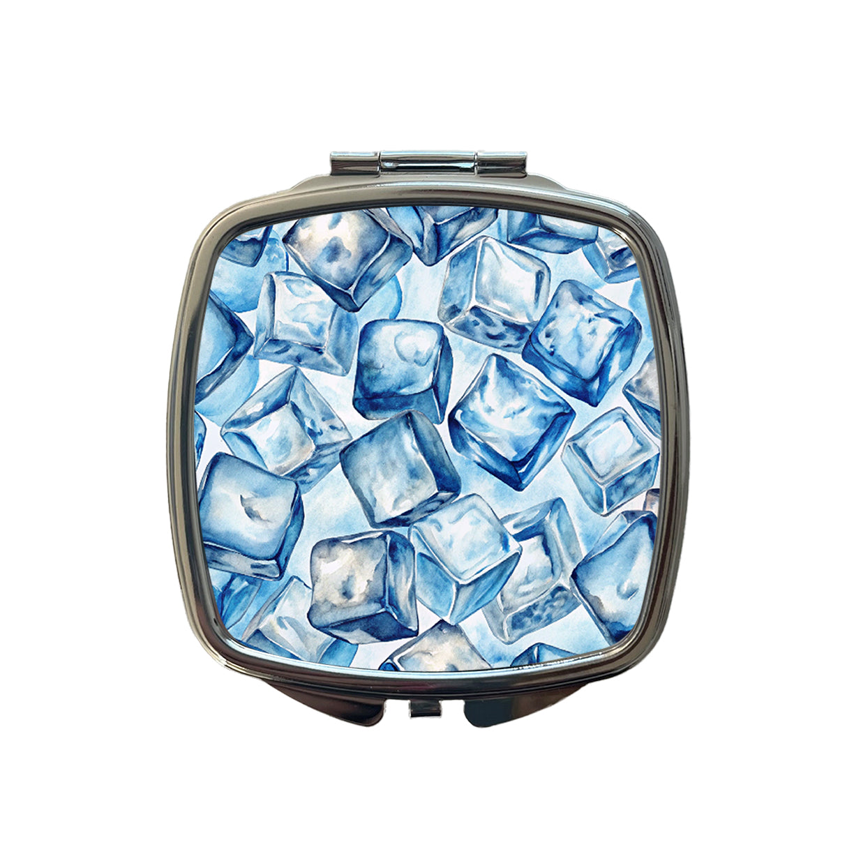 Crushed Ice Cubes Watercolor Small Travel Purse Handbag Pocket Makeup Compact Mirror