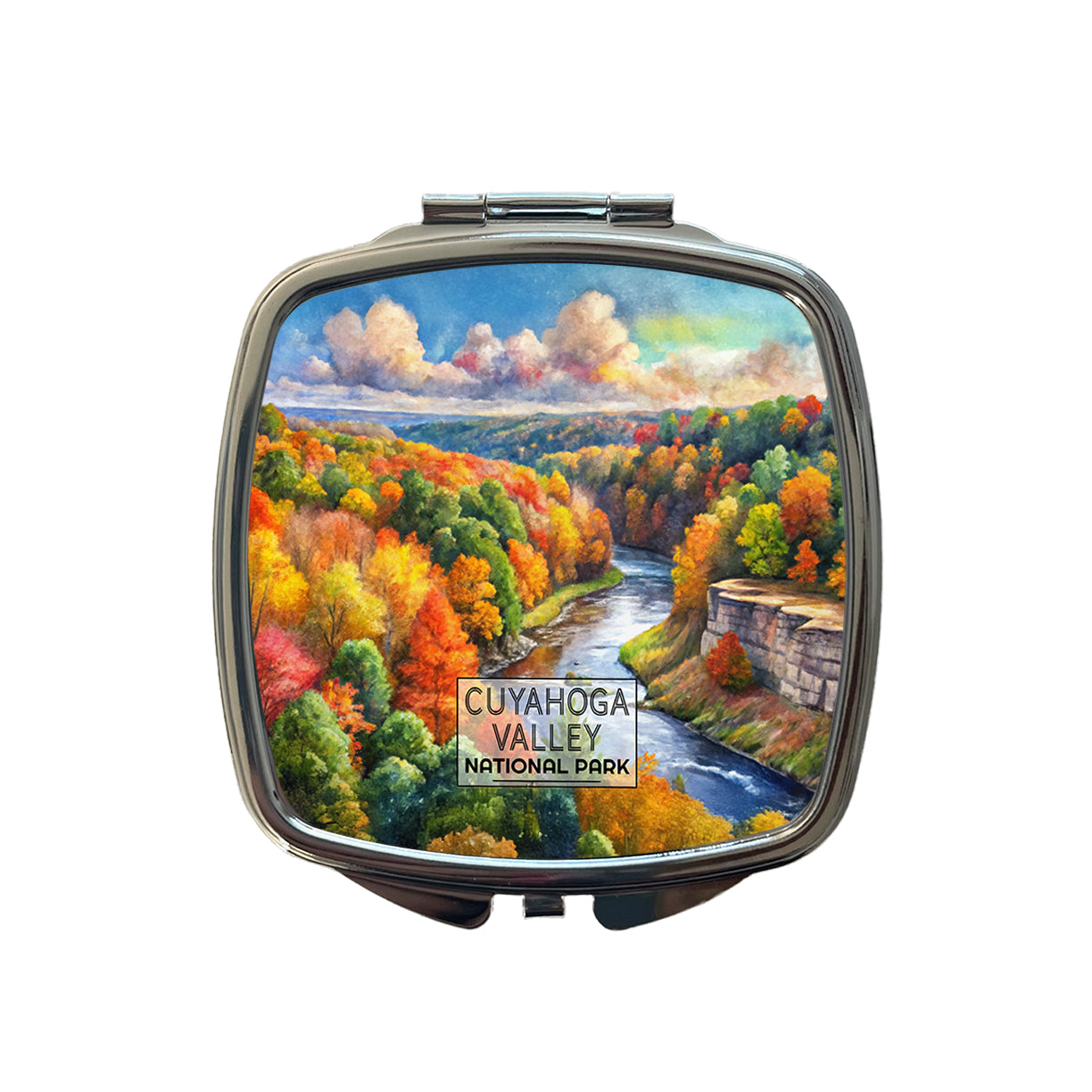 Cuyahoga Valley National Park Ohio Watercolor Small Travel Purse Handbag Pocket Makeup Compact Mirror