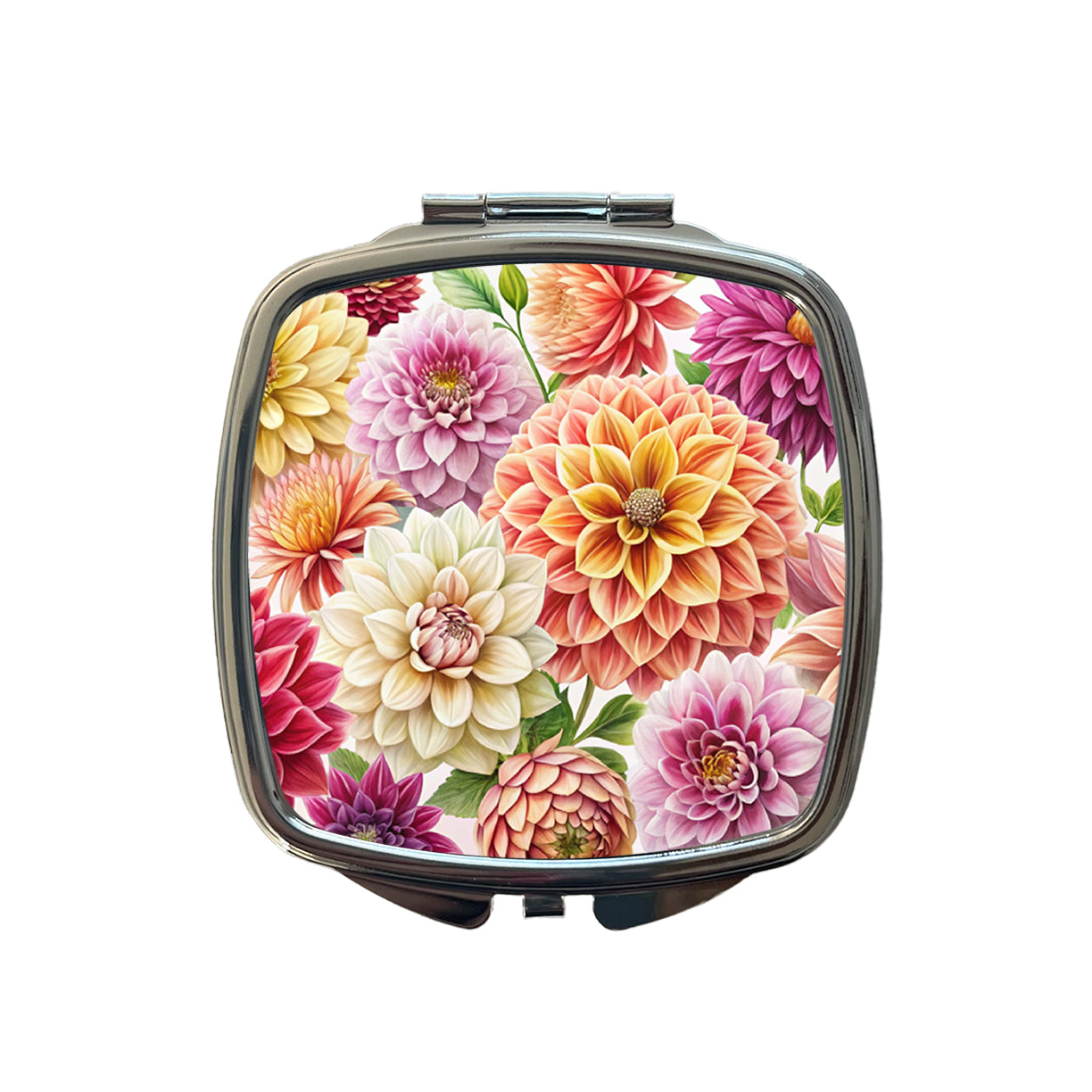 Dahlia Flowers Watercolor Small Travel Purse Handbag Pocket Makeup Compact Mirror