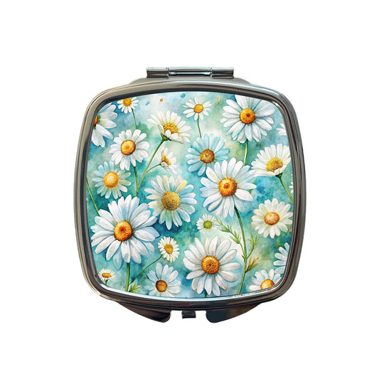 Daisies Daisy Flowers Watercolor Small Travel Purse Handbag Pocket Makeup Compact Mirror