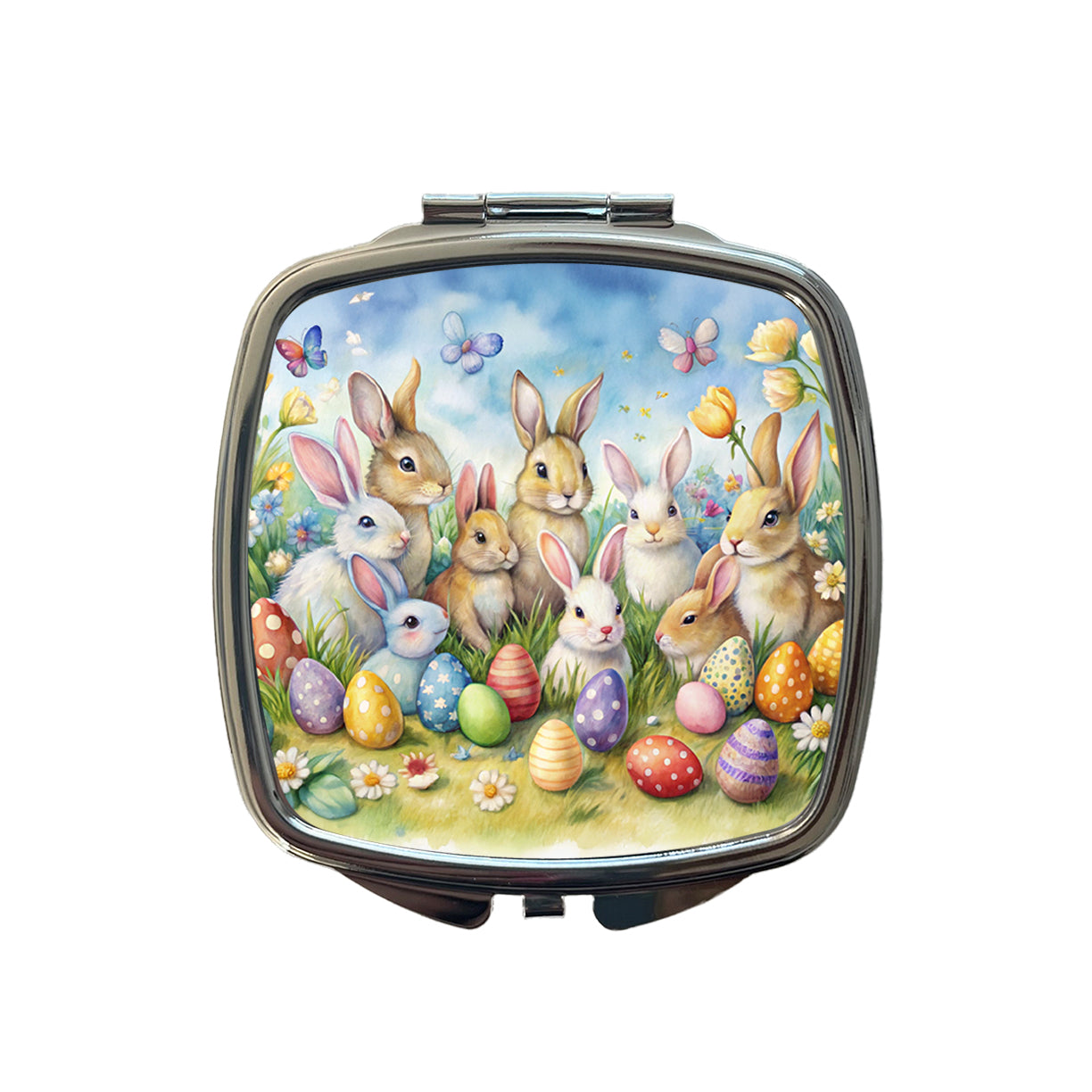Easter Bunnies Watercolor Small Travel Purse Handbag Pocket Makeup Compact Mirror