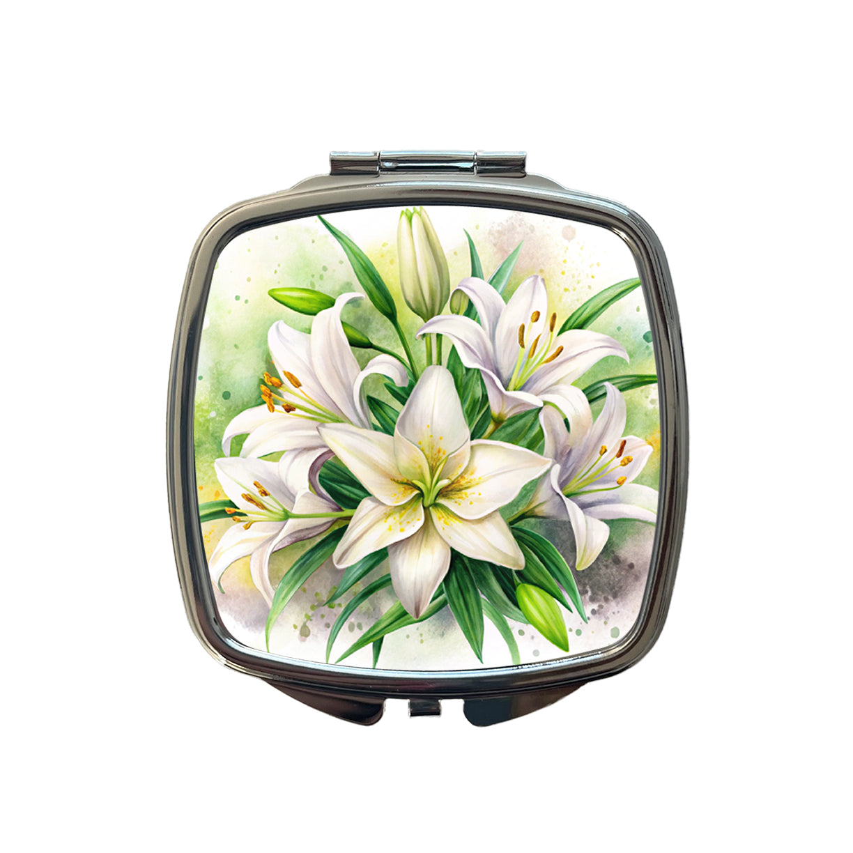 Easter Lily Flowers Watercolor Small Travel Purse Handbag Pocket Makeup Compact Mirror
