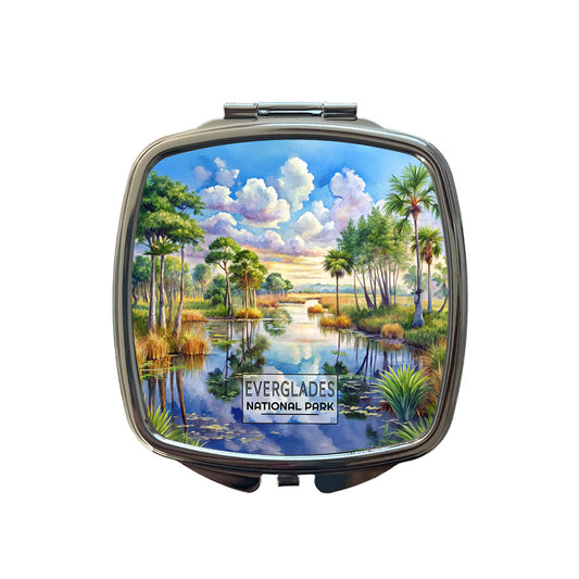 Everglades National Park Florida Watercolor Small Travel Purse Handbag Pocket Makeup Compact Mirror