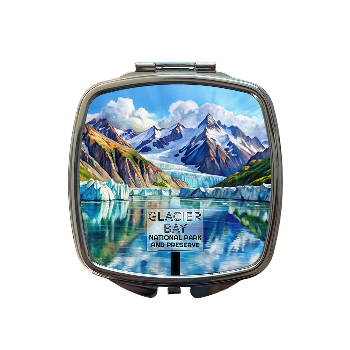 Glacier Bay National Park And Preserve Alaska Watercolor Small Travel Purse Handbag Pocket Makeup Compact Mirror