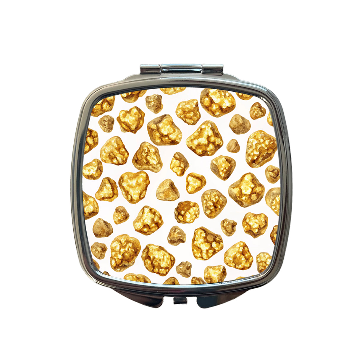Gold Nuggets Pattern Watercolor Small Travel Purse Handbag Pocket Makeup Compact Mirror